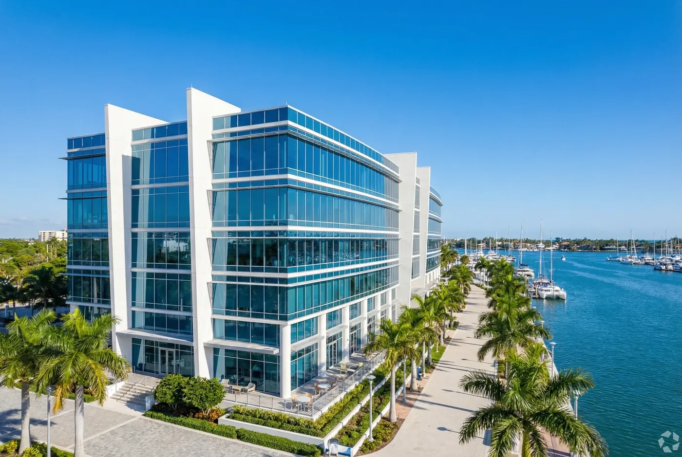 Modern waterfront commercial building â€” coastal commercial engineering and architecture, Southwest Florida